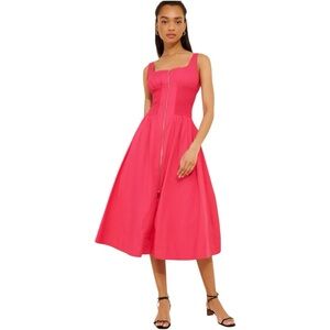 Anthropologie Square Neck Zip Up Tommie Midi Dress Sleeveless tank Pink
